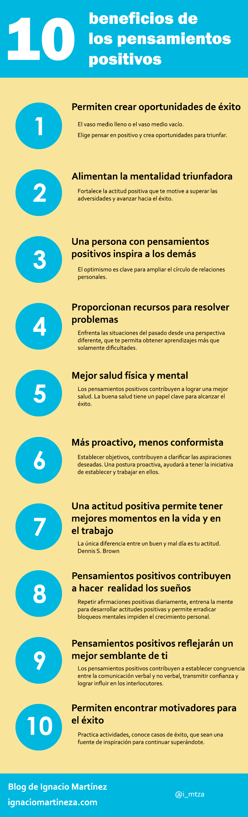 Infografía - 10 beneficios de los pensamientos positivos